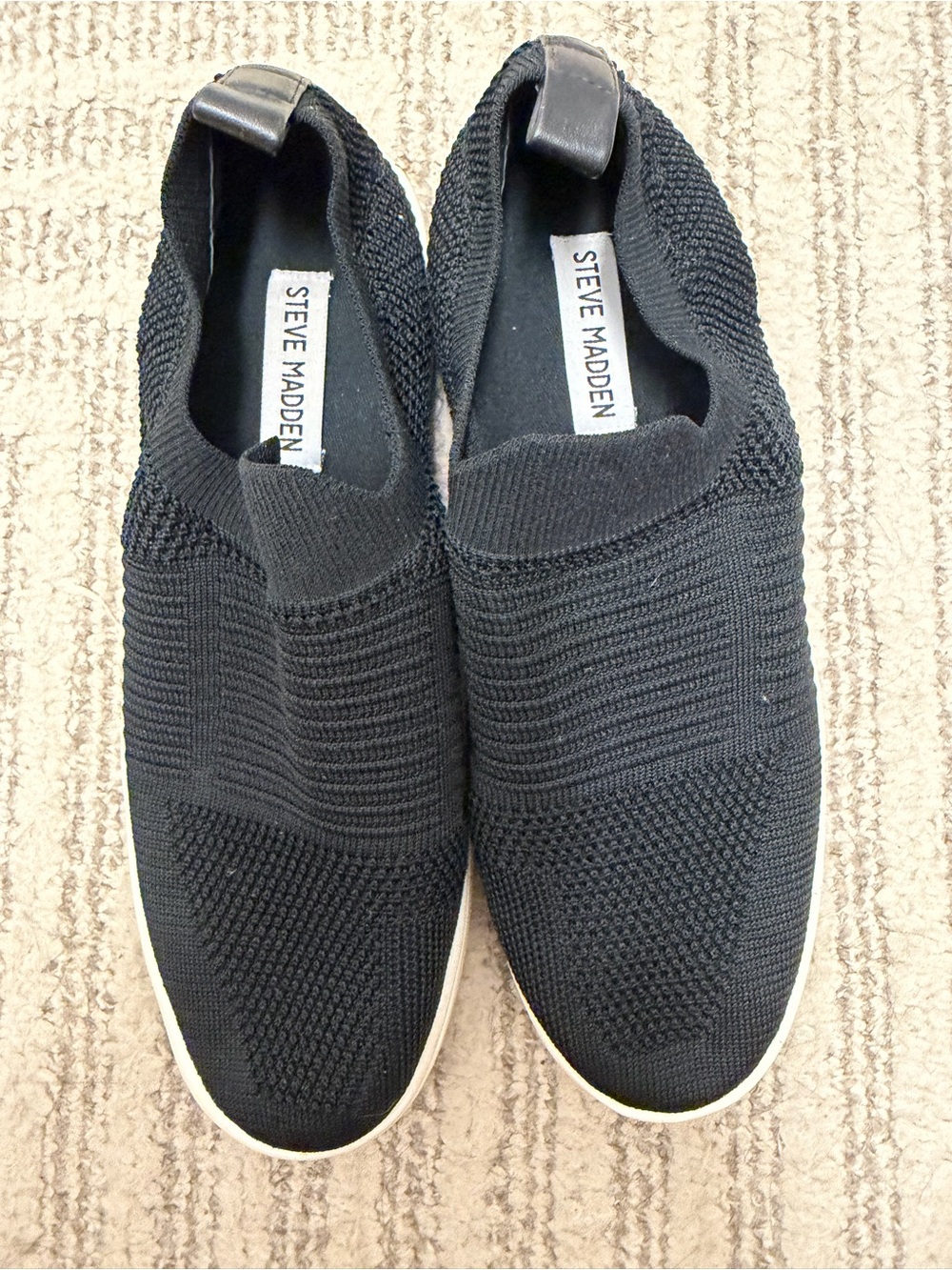 Steve Madden Black Knit Slip-On Sneakers for Women